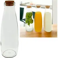 Benza Serveerfles van glas met kurk - 500 ml - 4 Stuks
