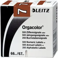 Leitz Nummerbord Orgacolor "7", op rol, bruin Afmetingen: (B)30 x (H)23 mm, op rol draagband, sel