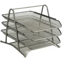 Pincello Brievenbakje/postbakje 3 laags - metaal - grijs - A4 formaat - 30 x 35 x 26 cm