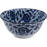 Tokyo Design Studio – Koimari Botan Rijstkom – Blauw/Wit – Ø 14,8 cm – 550 ml – Porselein