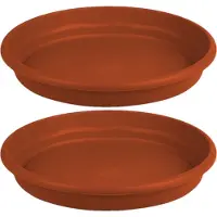 Hega hogar Opvangbord - 5x - terracotta - kunststof - D18 cm - onderschaal/opvangbord