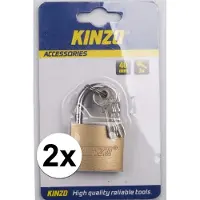 Kinzo 2 stuks hangsloten messing 40 mm - Hangsloten