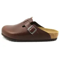 Birkenstock Heren Leren klompen Boston Grip (Reguliere pasvorm) Natural Roast (41), Leer, Bruin, Plat, Gesp, Casual 1023449