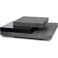 Temahome Salontafel Slato 90x90 met 3 niveaus - beton/zwart