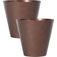 Prosperplast Bloempot/plantenpot voor buiten - Set van 3x stuks - kunststof - brons/cortenstaal look - D20 x H19 cm - 3,5 liter