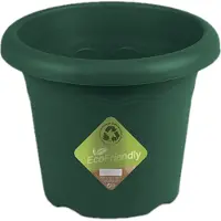 Hega hogar Plantenbak - donkergroen - kunststof - D26 x H21 cm - Plantenbakken/bloembakken voor buiten