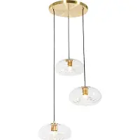 QAZQA Art Deco hanglamp goud met glas rond 3-lichts - Ayesha