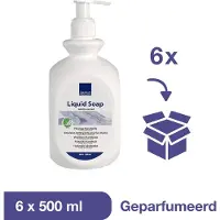 Abena Handzeep Voordeelverpakking - 6 x 500 ml - Handzeep Pompje - Geparfumeerd - Milde Vloeibare Handzeep met Pompje - Voor de Normale Huid