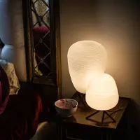Foscarini Design tafellamp Rituals 1, dimbaar, wit / opaal, Woon-/ Eetkamer, Glas, Design, tafellamp