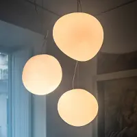 Foscarini Design hanglamp Gregg media, dimbaar, wit / opaal, Woon-/ Eetkamer, Glas, Design, hanglamp
