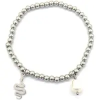 Dielay Armband Dames - Slang - Elastisch - RVS - Zilverkleurig