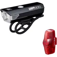 Cateye AMPP200 + VIZ100 Fietsverlichting - LED - USB Oplaadbaar - Zwart