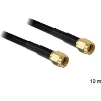 DeLOCK RP-SMA (m) - RP-SMA (m) kabel - LMR195/RF195 - 50 Ohm / zwart - 10 meter