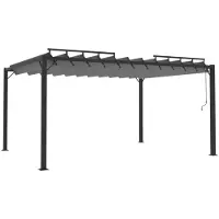 vidaXL Prieel met lamellendak 3x4 m stof en aluminium antracietkleurig