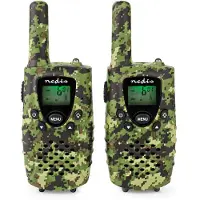Nedis Walkie talkie Set | 2 Handsets | Tot 8 km | Frequentiekanalen: 8 | PTT / VOX | tot 2,5 uur | Koptelefoonoutput | 2 Headsets | Inclusief reiskoffer | Groen - WLTK0810BK