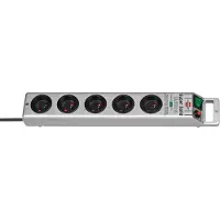 Brennenstuhl SUPER-SOLID Zilver Stekkerdoos - 5 stopcontacten - met overspanningsbeveiliging en 2,5m kabel (13.500A)