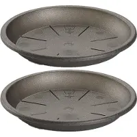 PlasticForte 4x stuks opvangschaal/onderbord Plantenpot antraciet rond 30 cm - Kunststof - voor een pot van 40 cm diameter