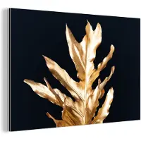 MuchoWow Wanddecoratie Metaal - Aluminium Schilderij Industrieel - Bladeren - Goud - Herfst - Natuur - Luxe - 180x120 cm - Dibond - Foto op aluminium - Industriële muurdecoratie - Voor de woonkamer/slaapkamer