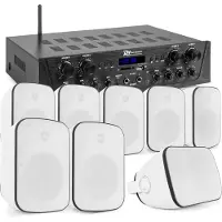 Power Dynamics Geluidsinstallatie met Bluetooth - PV240BT 4-zone stereo versterker audio + 8 BD50W speakers - 5''