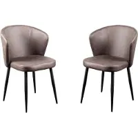 Lina Wave Eetkamerstoelen Antraciet - Set van 2 - Microfiber