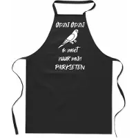 Mijncadeautje Keukenschort - Kookschort - BBQ schort - Cadeau - verjaardag en feest - zwart - 100% katoen - zwart - Opzij Opzij ik moet naar mijn - Parkieten
