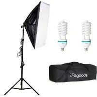 Auronic Softbox Studiolamp - Complete Set met Draagtas - 50x70 cm - Zwart