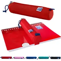Oxford Etui - rood met elastiek - ronde pennenetui 22cm - etui jongens - etui meisjes