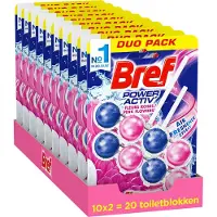Bref - Power Activ - Pink Flowers - Toiletblok - Schoon en Fris Toilet - Vuilbeschermer - Voordeelverpakking - 10 x 2 Stuks