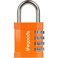 LifeGoods Hangslot - Cijferslot - 4-Cijfers - Weerbestendig - Oranje