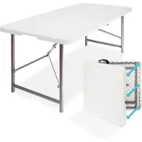 LifeGoods inklapbare tafel campingtafel 120x60 cm - opvouwbaar & verstelbaar - weerbestendig - wit/grijs