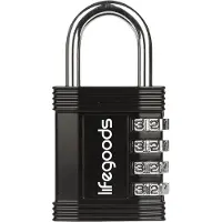 LifeGoods Hangslot - Cijferslot - Kofferslot - Reisslot - 4-Cijfers - Weerbestendig - Zwart