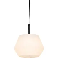 QAZQA Moderne buiten hanglamp zwart met witte kap 32.9 cm IP44 - Robbert