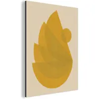 MuchoWow Wanddecoratie Metaal - Aluminium Schilderij Industrieel - Vormen - Geel - Stapel - Abstract - 30x40 cm - Dibond - Foto op aluminium - Industriële muurdecoratie - Voor de woonkamer/slaapkamer