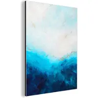MuchoWow Wanddecoratie Metaal - Aluminium Schilderij Industrieel - Verf - Zee - Blauw - Abstract - Goud - 120x160 cm - Dibond - Foto op aluminium - Industriële muurdecoratie - Voor de woonkamer/slaapkamer