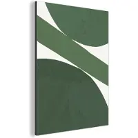 MuchoWow Wanddecoratie Metaal - Aluminium Schilderij Industrieel - Abstract - Groen - Vormen - Wit - 90x120 cm - Dibond - Foto op aluminium - Industriële muurdecoratie - Voor de woonkamer/slaapkamer