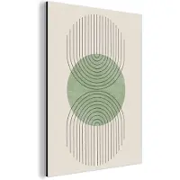 MuchoWow Wanddecoratie Metaal - Aluminium Schilderij Industrieel - Cirkel - Lijnen - Abstract - Groen - 90x120 cm - Dibond - Foto op aluminium - Industriële muurdecoratie - Voor de woonkamer/slaapkamer
