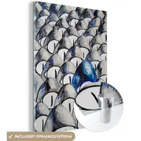 MuchoWow Glasschilderij 120x160 cm - Schilderij acrylglas - Ogen - Blauw - Grijs - Abstract - Foto op glas - Schilderijen