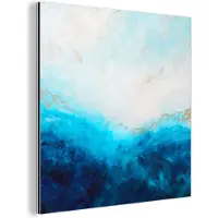 MuchoWow Wanddecoratie Metaal - Aluminium Schilderij Industrieel - Verf - Zee - Blauw - Abstract - Goud - 90x90 cm - Dibond - Foto op aluminium - Industriële muurdecoratie - Voor de woonkamer/slaapkamer