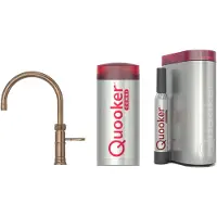 Quooker Classic Fusion Round messing patina met COMBI boiler en CUBE reservoir 5-in-1 kokend water kraan
