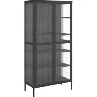vidaXL Hoge kast 85x40x180 cm glas en staal zwart
