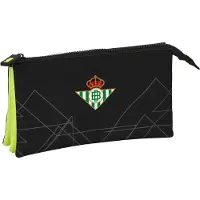 Safta Pennenetui met 3 vakken Real Betis Balompié Zwart Limoen 22 x 12 x 3 cm
