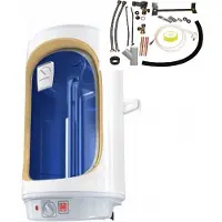 Tesy 50 L dik model Elektrische boiler met installatie set voor verticale boilers, anti-kalk systeem, instelbaar vermogen