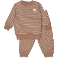 Feetje Wafel pyjama bruin/wit Jongens/Meisjes Katoen Streep - maat 152