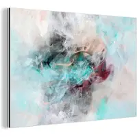 MuchoWow Wanddecoratie Metaal - Aluminium Schilderij Industrieel - Abstract - Schilderen - Verf - Blauw - 90x60 cm - Dibond - Foto op aluminium - Industriële muurdecoratie - Voor de woonkamer/slaapkamer