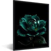 PosterMonkey Fotolijst incl. Poster - Bloemen - Rozen - Blauw - Portret - Zwart - 30x40 cm - Posterlijst