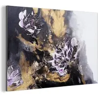 MuchoWow Wanddecoratie Metaal - Aluminium Schilderij Industrieel - Abstract - Zwart - Grijs - Verf - 30x20 cm - Dibond - Foto op aluminium - Industriële muurdecoratie - Voor de woonkamer/slaapkamer