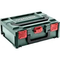 Metabo metaBOX 145 leeg (626883000). Afmetingen: 396 x 296 x 145 mm. Kofferinhoud: 11,2 l. Maximale belasting: 125 kg.