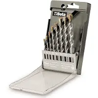 Beta Set steenboren, korte uitvoering vervaardigd uit gefreesd staal met hardmetalen snijplaten (art. 417) in kistje 417/SP8 - 004170100