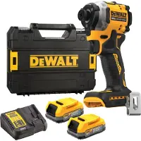 DeWalt DCF850E2T-QW 18V Li-ion XR Accu Slagschroevendraaier Set (2x POWERSTACK Accu) In TSTAK - 1/4"- Koolborstelloos