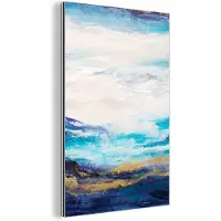 MuchoWow Wanddecoratie Metaal - Aluminium Schilderij Industrieel - Blauw - Schilderij - Abstract - Verf - 80x120 cm - Dibond - Foto op aluminium - Industriële muurdecoratie - Voor de woonkamer/slaapkamer